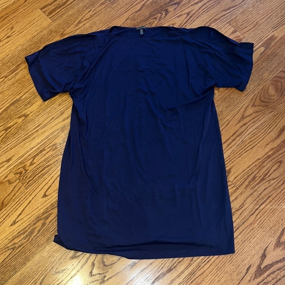 Eileen Fisher Woman’s Navy T-Shirt Dress With Cut out Shoulders Size XL